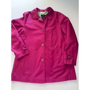 Dennis Basso Magenta Button Front Jacket Coat Floral Lined Medium M Cotton Blend